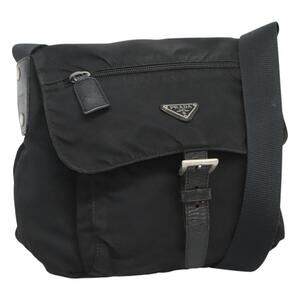 PRADA Shoulder Bag Nylon Black Silver